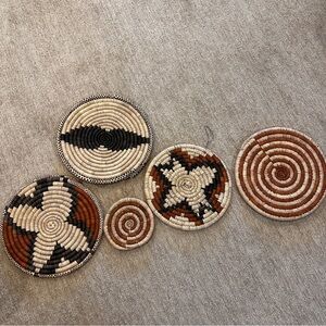 NEW Woven Wall Baskets Wall Flat Basket Decor Set of 5, Bought in Zambia, Africa